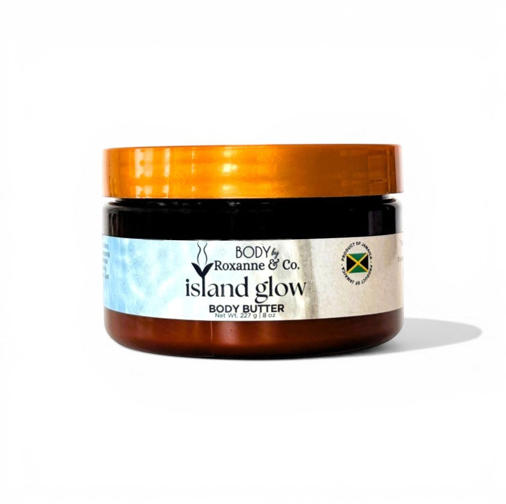 BODY By Roxanne & Co. Island Glow Body Butter with shea and cocoa butter, olive and avocado oils. Tropical scent.